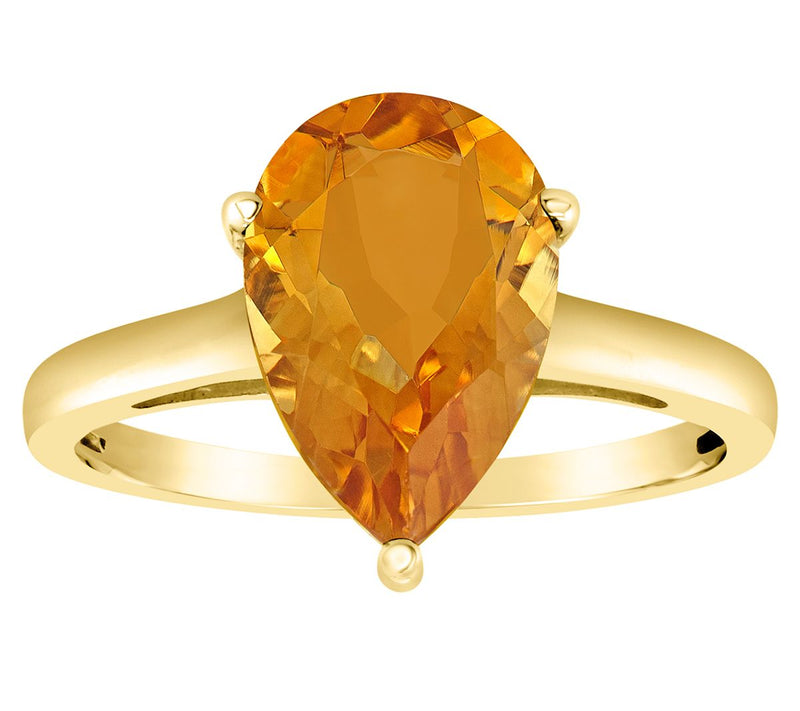 14K Gold Pear Shaped 2.50 cttw Citrine Gemstone Ring — View 5