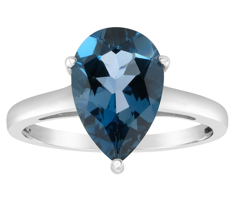 14K Gold Pear Shaped 3.30 cttw London Blue Topaz Gemstone Ring — View 3
