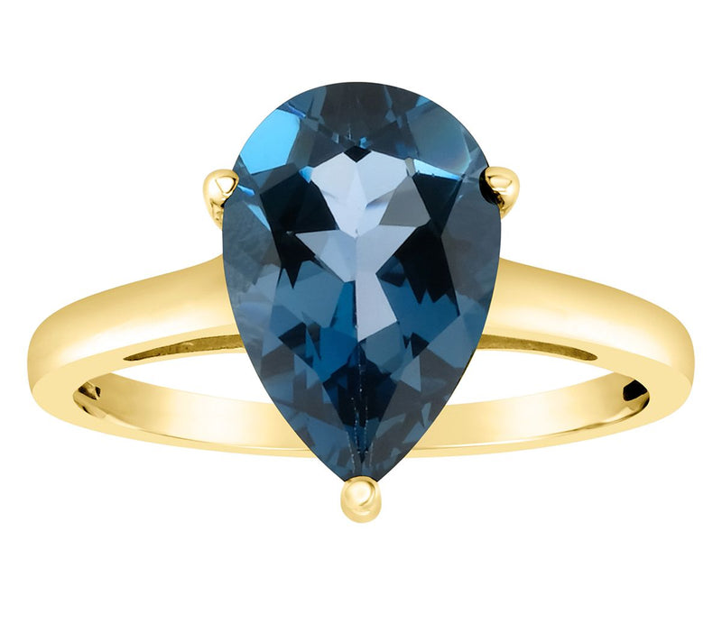 14K Gold Pear Shaped 3.30 cttw London Blue Topaz Gemstone Ring — View 5