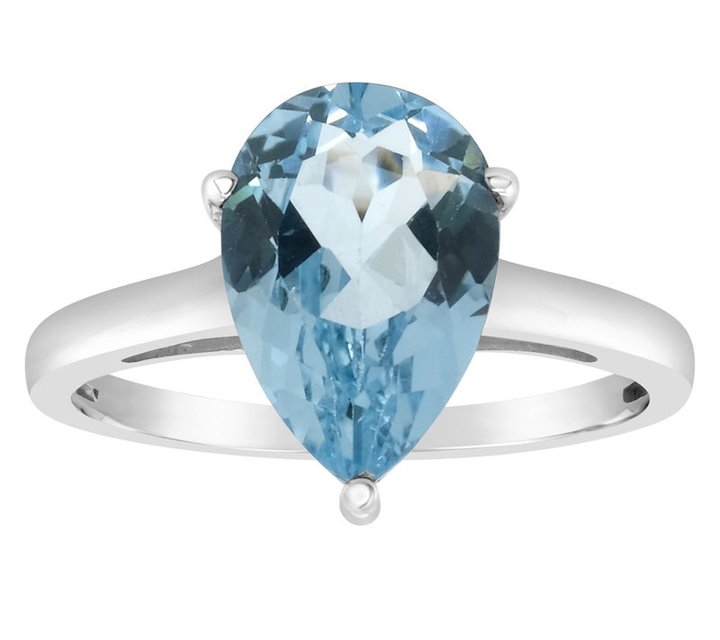 14K Gold Pear Shaped 3.30 cttw Sky Blue Topaz Gemstone Ring — View 3