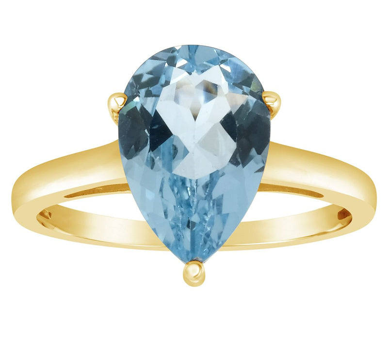 14K Gold Pear Shaped 3.30 cttw Sky Blue Topaz Gemstone Ring — View 5