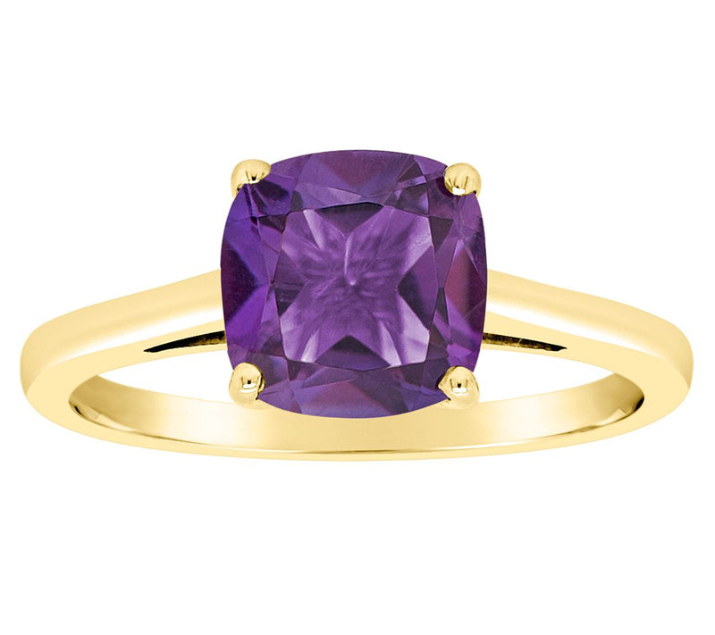 14K Gold Cushion Cut 1.80 cttw Amethyst Gemstone Ring — View 5