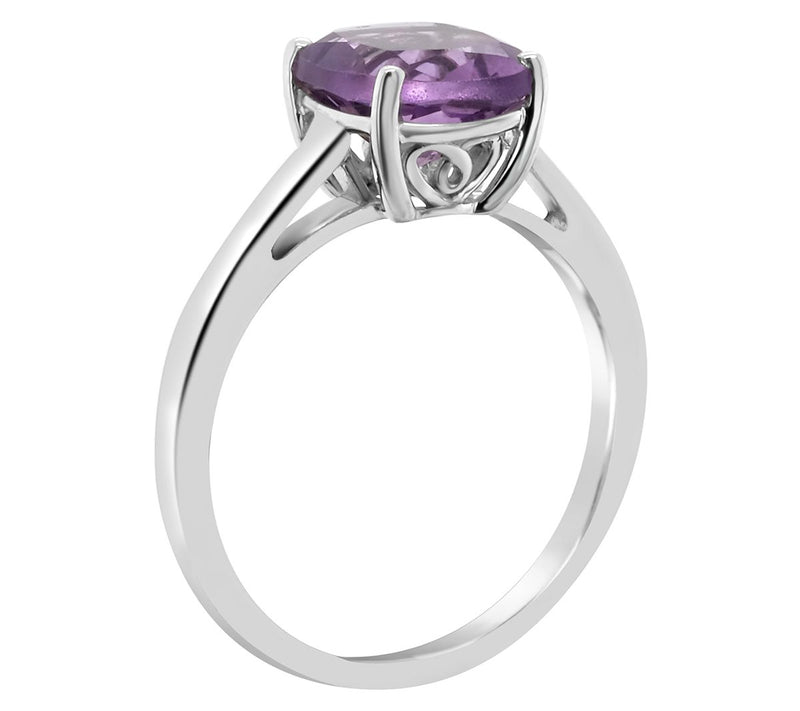 14K Gold Cushion Cut 1.80 cttw Amethyst Gemstone Ring — View 6