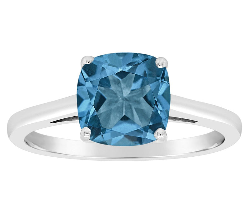 14K Gold Cushion Cut 2.50 cttw London Blue Topaz Gemstone Ring — Main view
