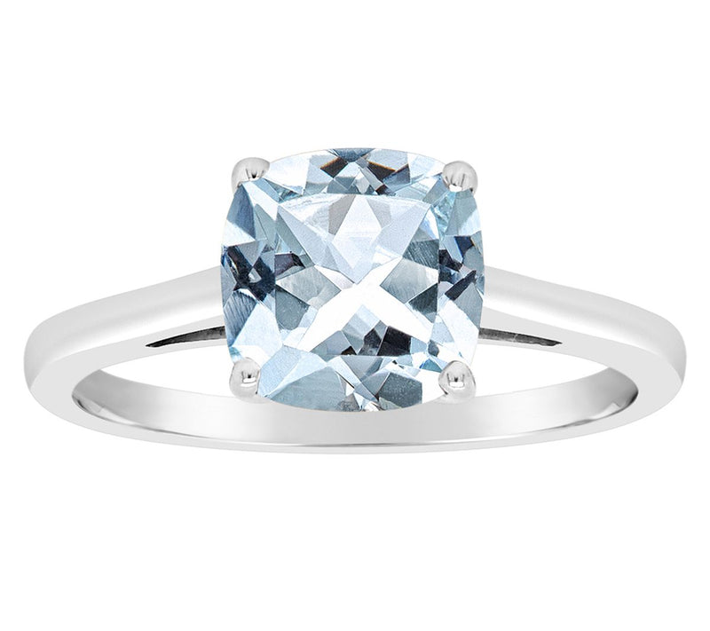14K Gold Cushion Cut 2.50 cttw Sky Blue Topaz Gemstone Ring — View 3