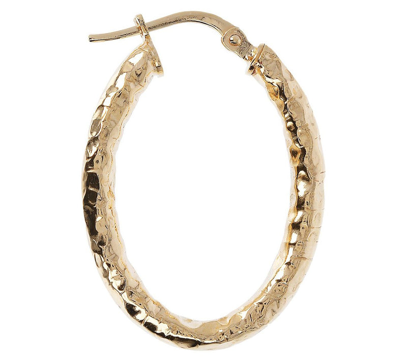 Bronzo Italia 1" Hammered Oval Hoop Earrings — View 2