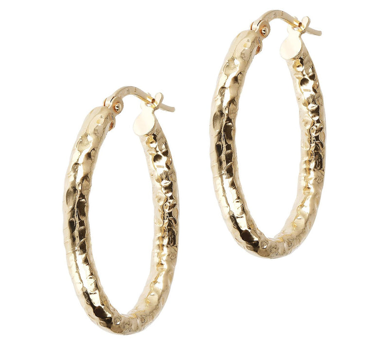 Bronzo Italia 1" Hammered Oval Hoop Earrings — Main view
