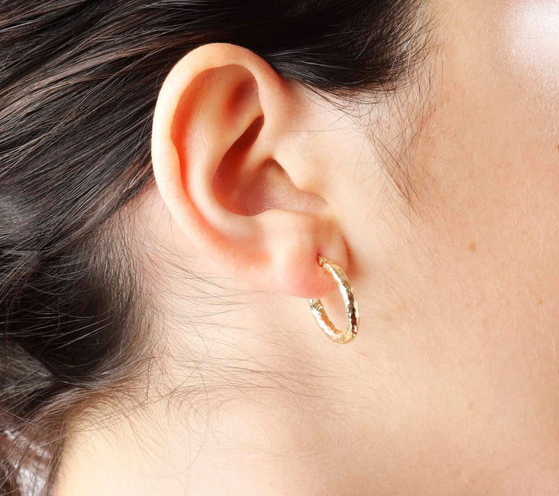 Bronzo Italia 3/4" Hammered Round Hoop Earrings — View 3