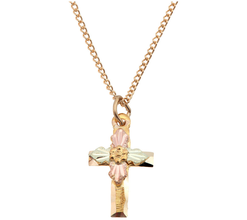 Black Hills Gold Cross Pendant with Chain, 10K/  12K Gold — Main view