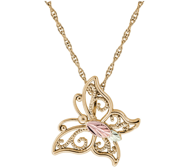 Black Hills Gold Butterfly Pendant with Chai n, 10K/12K Gold — Main view