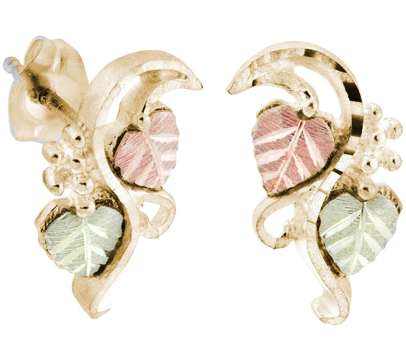 Black Hills Gold Leaf and Vine Earrings, 10K/12  K Gold — Main view