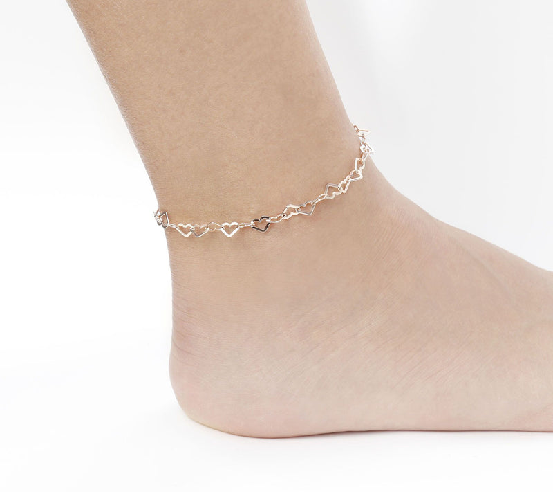Bronzo Italia Polished Open Heart Anklet — View 3