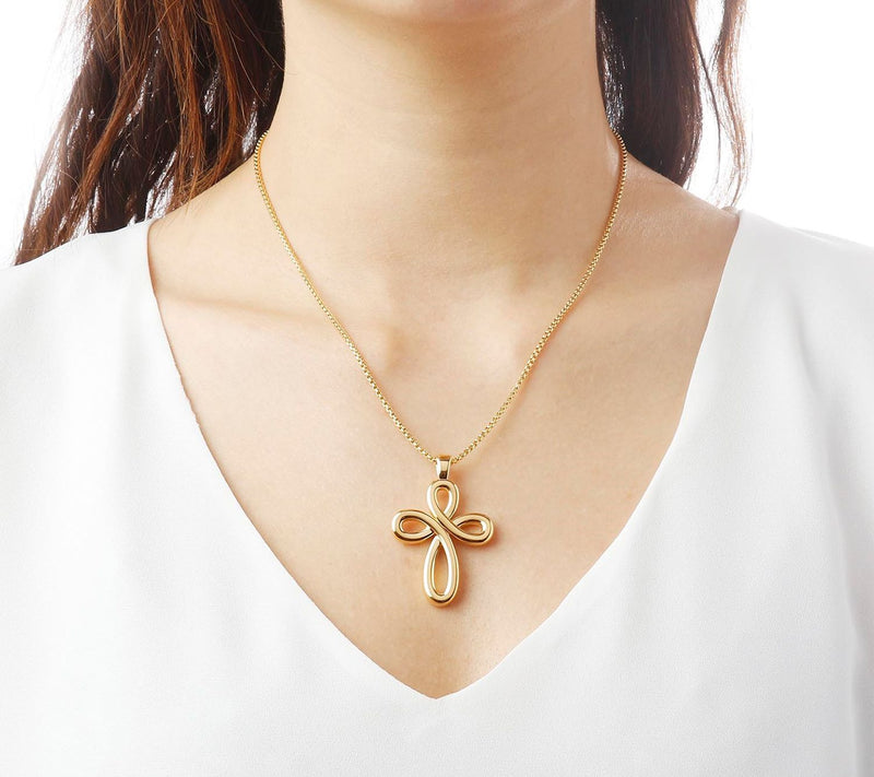 BellaOro Polished Cross Pendant, 14K Gold OverResin — View 8