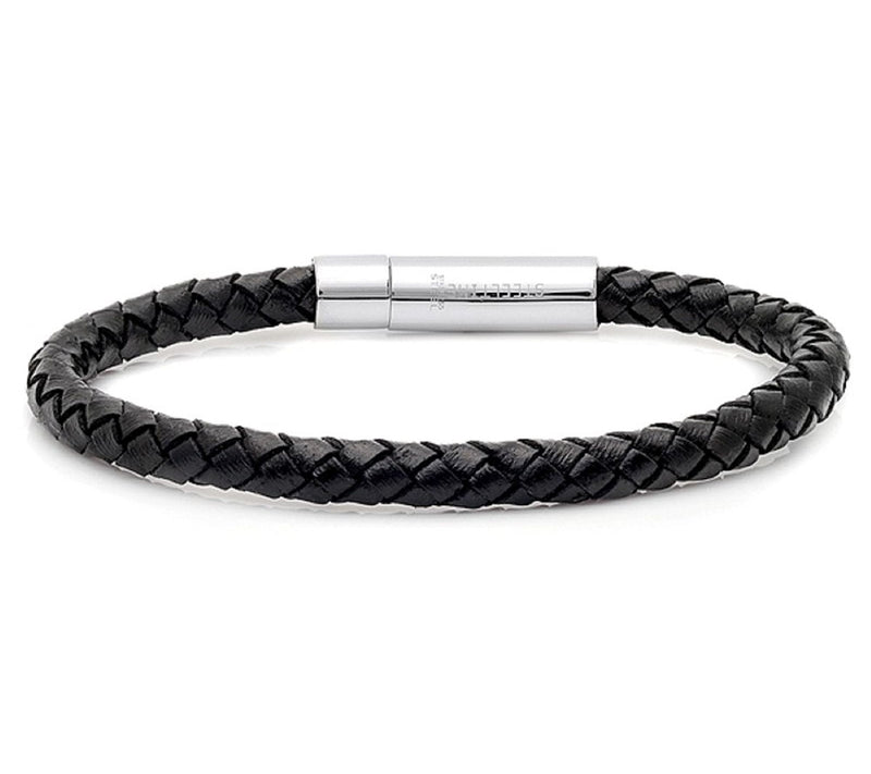 Steel by Design Men's Braided Leather Bracelet — Main view