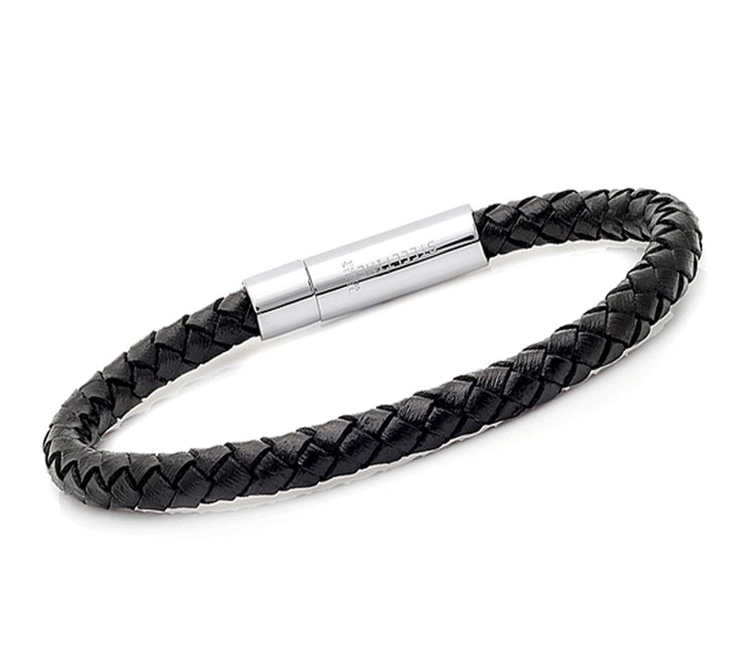 Steel by Design Men's Braided Leather Bracelet — View 6