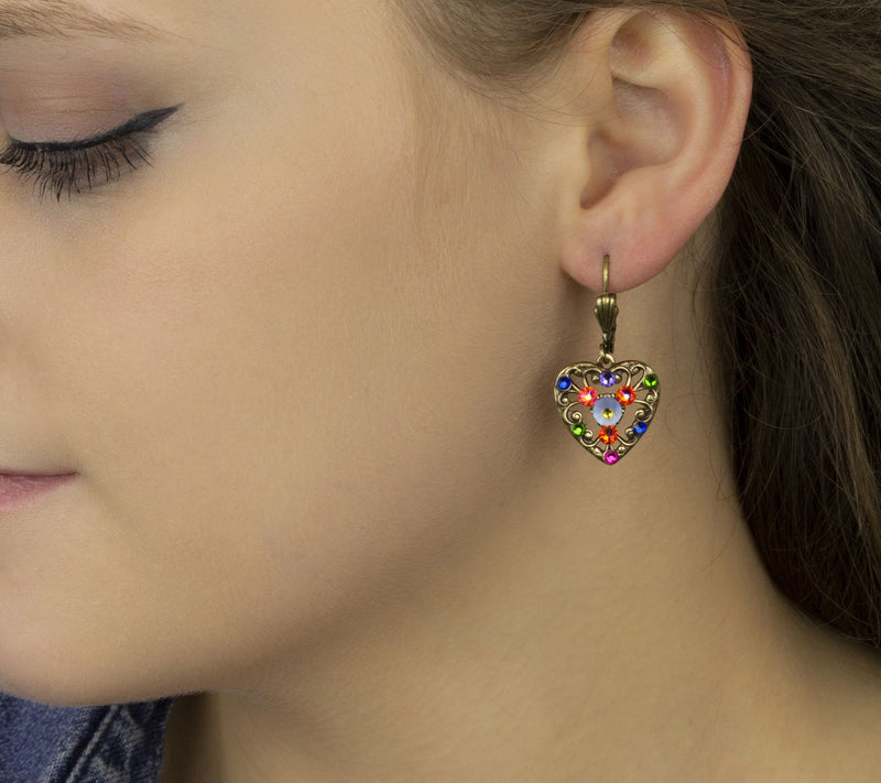 Anne Koplik Crystal Heart & Lace Earr ings — View 2