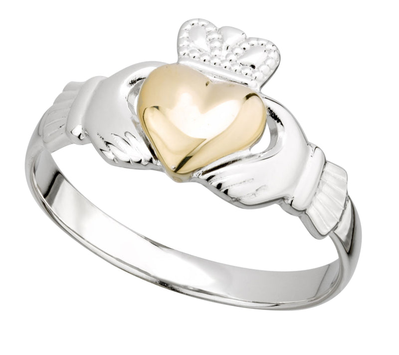 Solvar Sterling & 10K Gold Heart Claddagh Ring — Main view