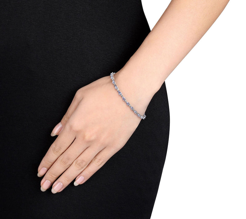 Sterling Silver 4.30 cttw Tanzanite Link Braceet — View 3