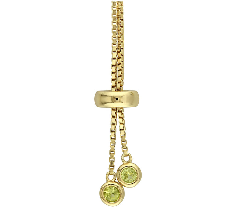 18K Gold-Plated 3.25 cttw Peridot Adjustable Bacelet — View 2