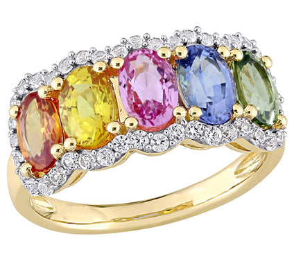Bellini 14K Gold 3.30 cttw Multi-Color SapphireRing