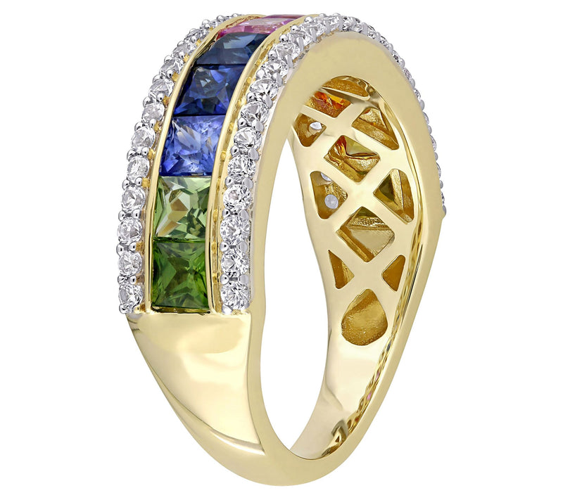 Bellini 14K Gold 3.00 cttw Multi-Color Sapp hire Ring — View 2