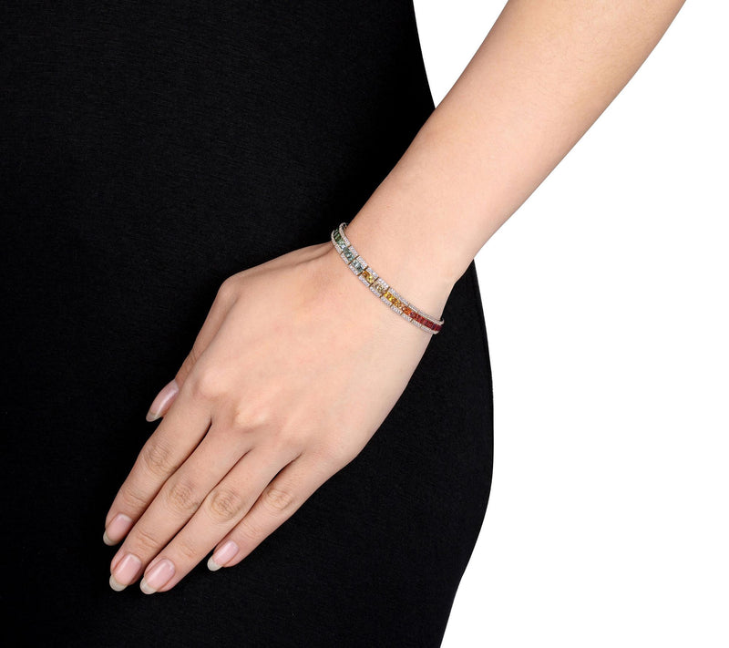 Bellini 14K 15.35 cttw Multi-Color Sapphire Tennis Bracelet — View 3