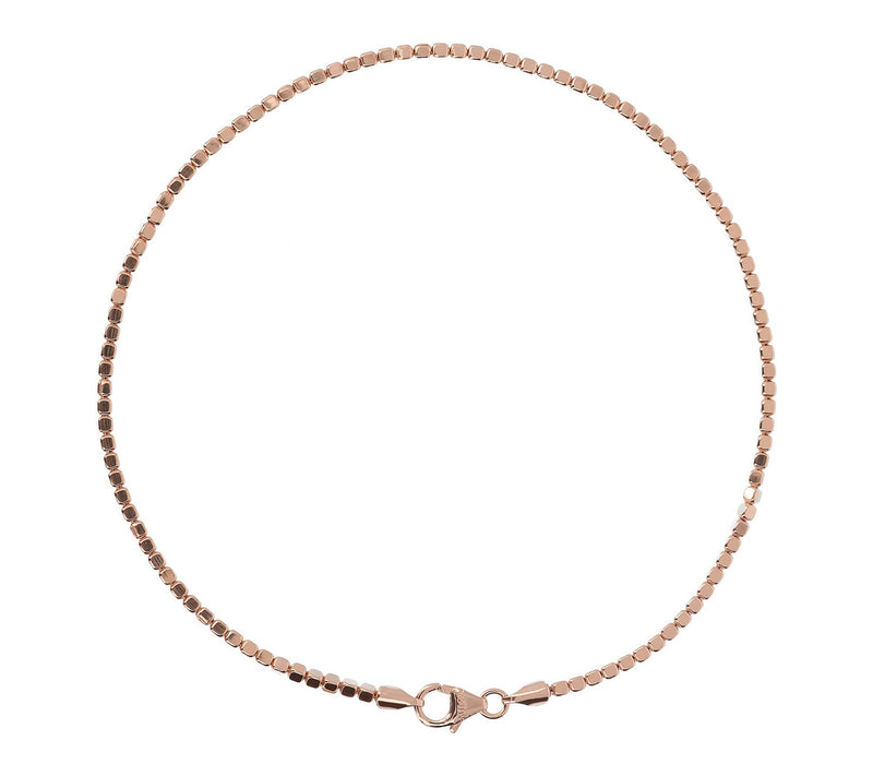 Italian Silver Polished Cube Link Ankle Bracelet — View 7