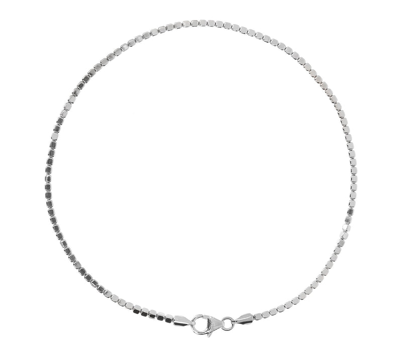 Italian Silver Polished Cube Link Ankle Bracelet — View 8