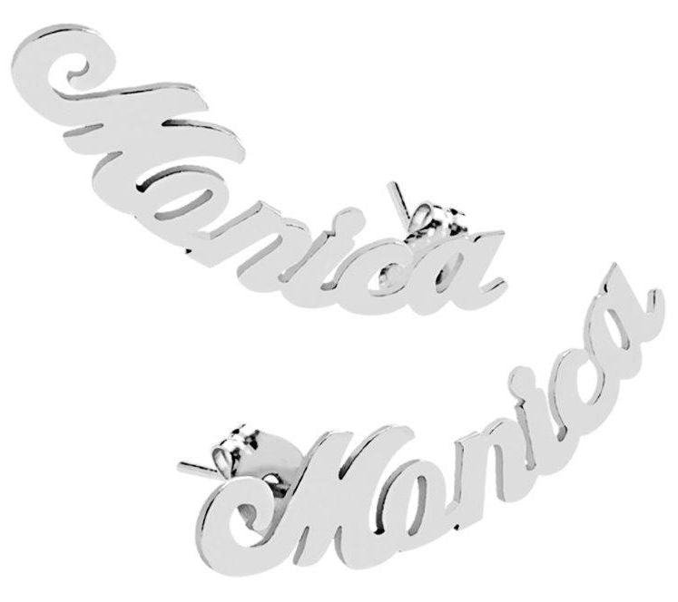 Sterling Silver Personalized Curve Script Namearrings — Main view