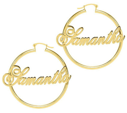 14K Gold Plated Sterling Silver Personalized Ho op Earrings