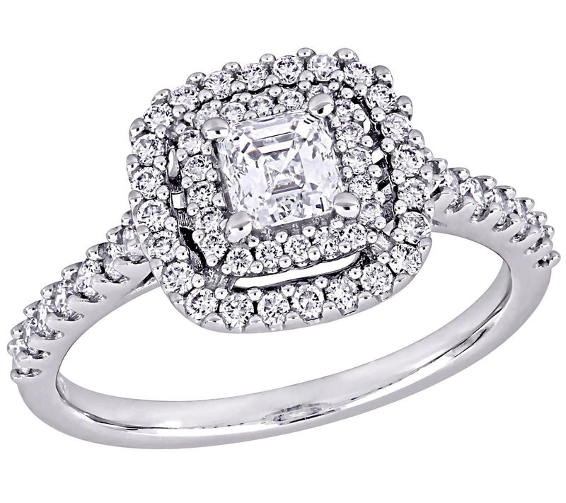 Affinity 14K 0.95 cttw Asscher-Cut Diamond Double Halo Ring — Main view