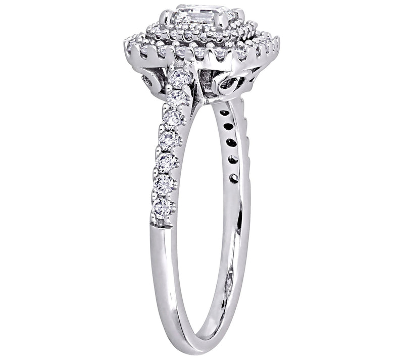 Affinity 14K 0.95 cttw Asscher-Cut Diamond Double Halo Ring — View 2