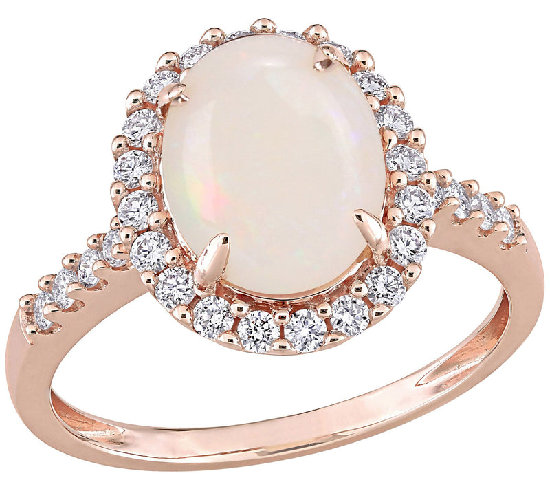 Bellini 14K 1.65 cttw Opal & 0.40 cttw Diamond Halo Ring — Main view