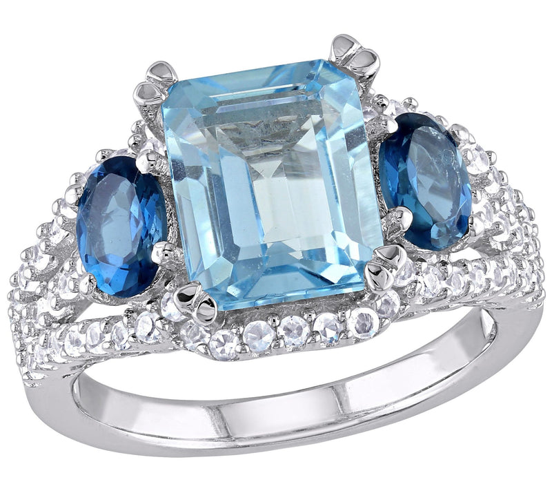Sterling 5.70 cttw Blue Topaz & Simulated WhiteSapphire Ring — Main view