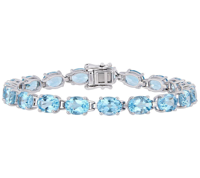 Sterling Silver 28.50 cttw Blue Topaz Tennis Bracelet — Main view