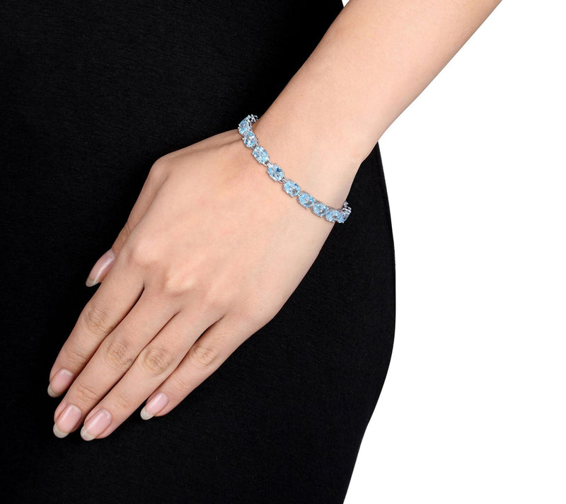Sterling Silver 28.50 cttw Blue Topaz Tennis Bracelet — View 3