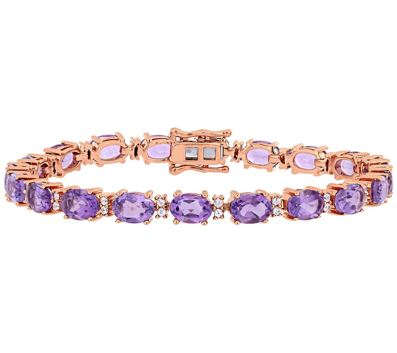 18K Rose-Plated 14.60 cttw Amethyst & White Sapphire Bracelet — Main view