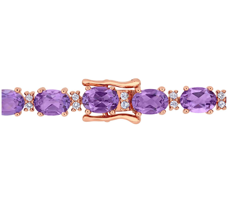 18K Rose-Plated 14.60 cttw Amethyst & White Sapphire Bracelet — View 2