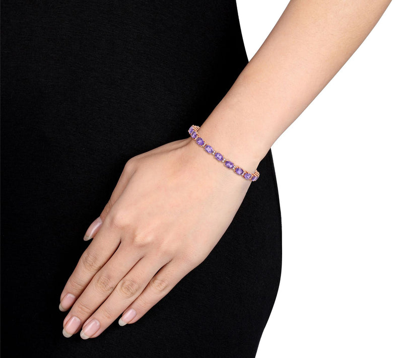 18K Rose-Plated 14.60 cttw Amethyst & White Sapphire Bracelet — View 3