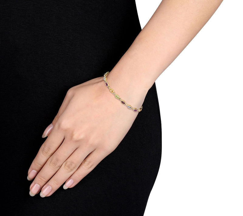 18K Gold-Plated Sterling 4.50 cttw Multi-Gemstone Bracelet — View 3
