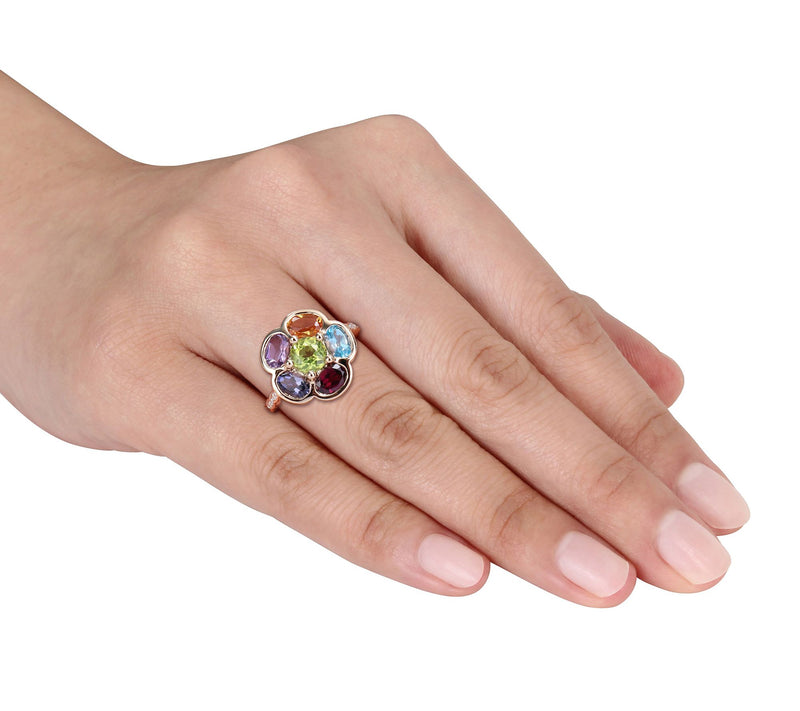 18K Gold-Plated 3.35 cttw Gemstone & Diamond Accent Ring — View 3