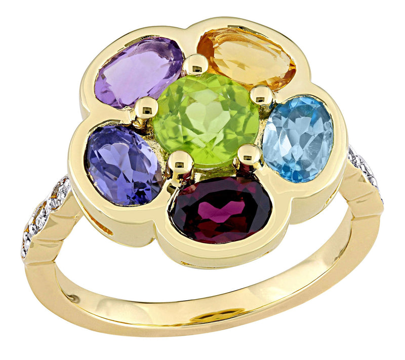 18K Gold-Plated 3.35 cttw Gemstone & Diamond Accent Ring — Main view