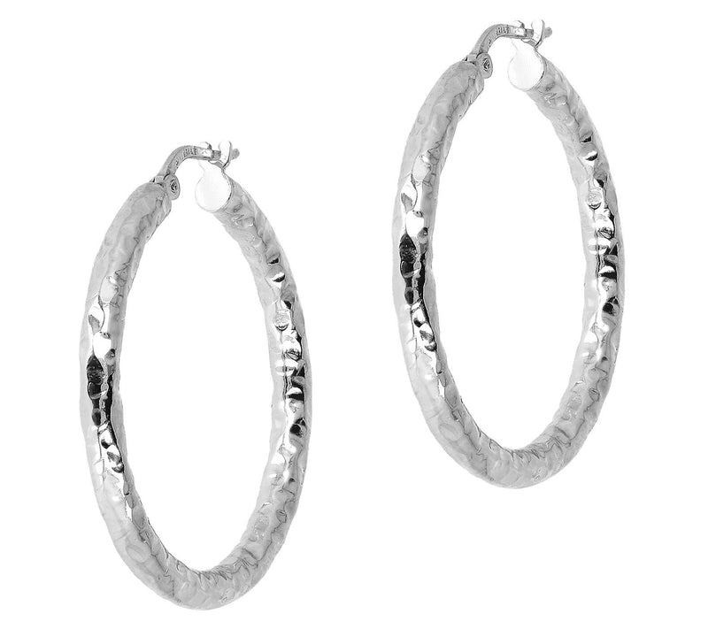 Bronzo Italia 1-1/4" Hammered Round Hoop Earrings — View 4