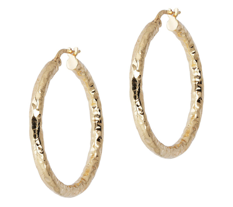 Bronzo Italia 1-1/4" Hammered Round Hoop Earrings — View 5