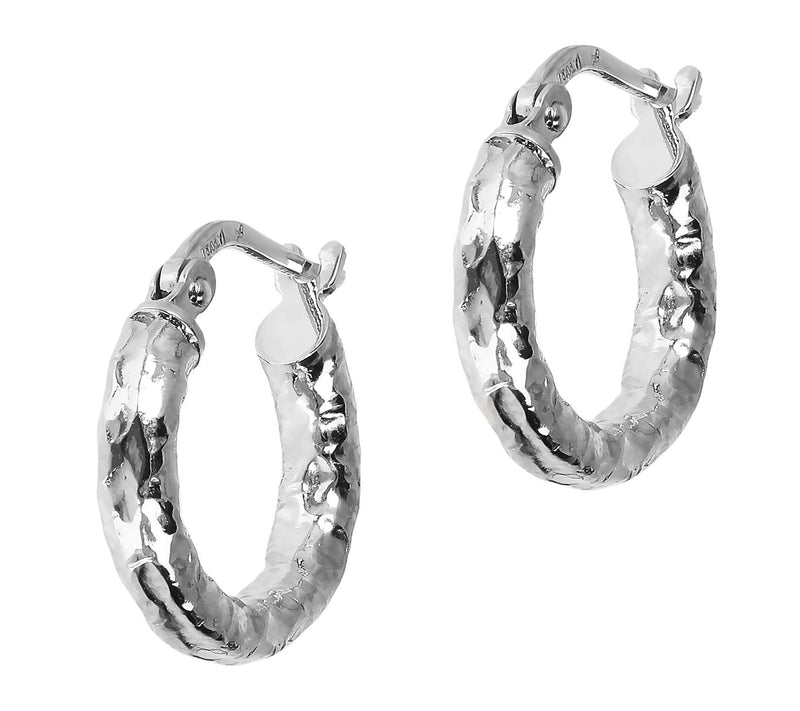 Bronzo Italia 1/2" Hammered Round H oop Earring — View 5