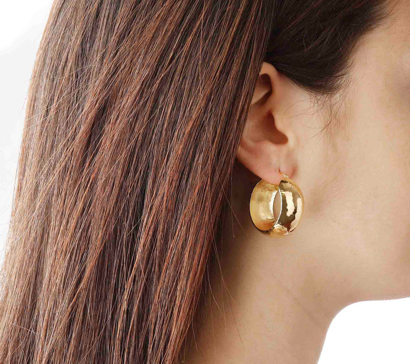 Bronzo Italia 1-1/4" Bold Round Hoop Earrings — View 4