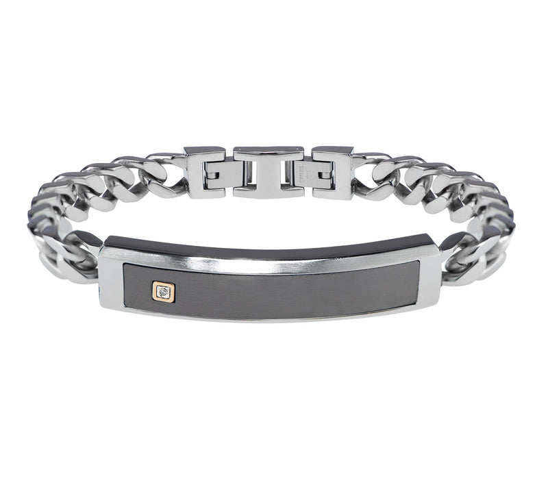 James Michael Men's Stainless Steel Diamond Accent ID Bracele — Main view
