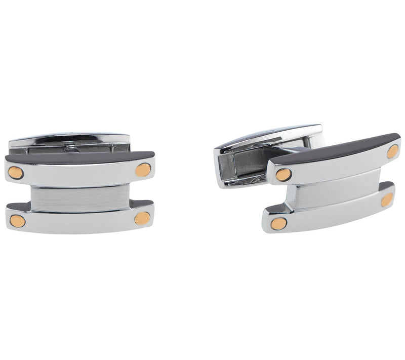 James Michael Men's Stainless Steel and 18K Gold Cuff Links — Main view