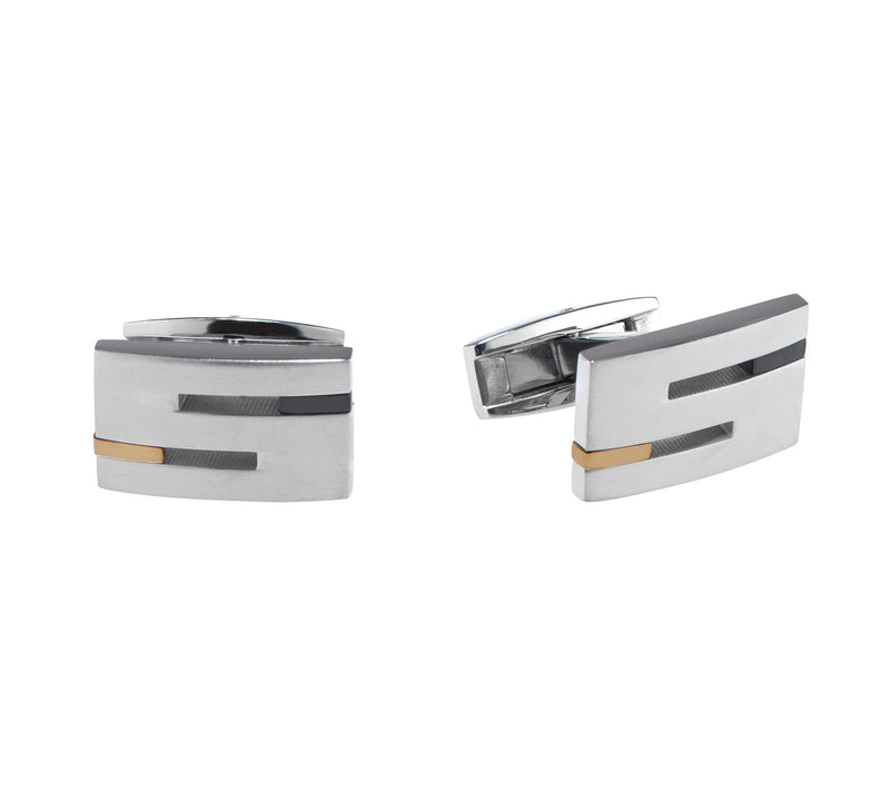 James Michael Men's Stainless, 18K & Titanium Cuff Links — Main view