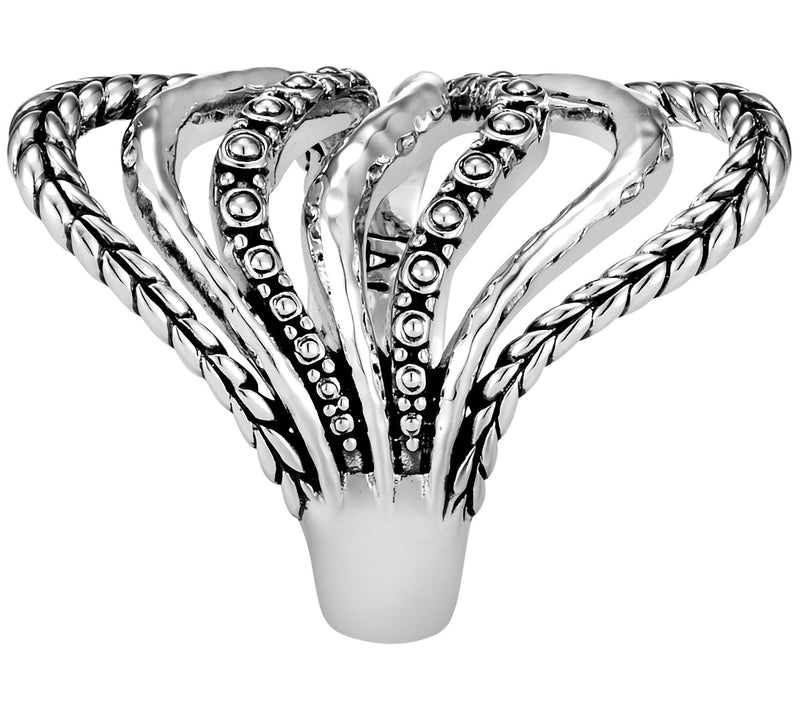 JAI Sterling Silver Signature Texture Saddle Ri ng — View 3